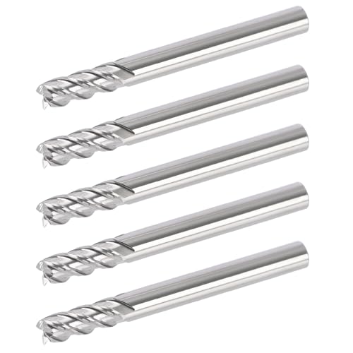 1/5" Ceramic Square End Mill 4 Flute Milling Bits Set for Steel 5pcs - size: 1/5 inch