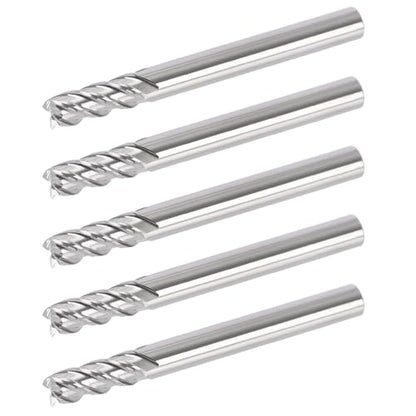 1/5" Ceramic Square End Mill 4 Flute Milling Bits Set for Steel 5pcs - size: 1/5 inch