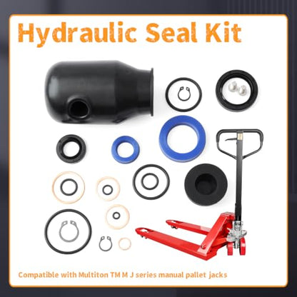 200064-901 Hydraulic Seal Rebuild Kit Compatible with Multiton Manual Pallet Jacks TM M J Series, Replace MU200064-901 MT200064-901 200064901 Complete Pump Ram Repair Part Replacement