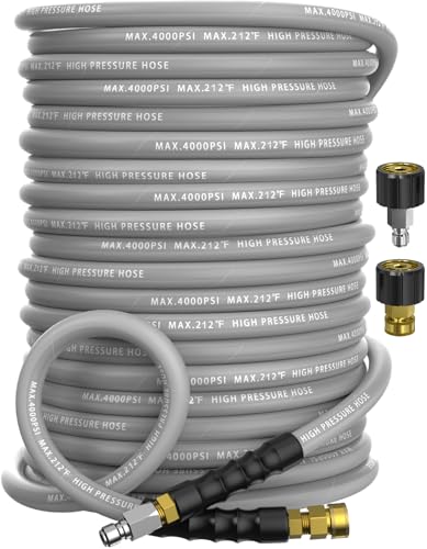 Pressure Washer Hose 150FT with 3/8'' Quick Connect, 4200 PSI - color: Gray, size: 150FT