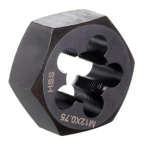 HARFINGTON Hex Threading Die M12 x 0.75 Metric Thread Right Hand High Speed Steel Rethreading Fixed Die Screw Cutting Tapping Repair Tool - size: M12 x 0.75