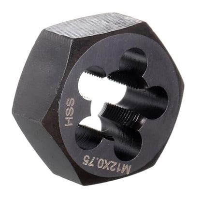 HARFINGTON Hex Threading Die M12 x 0.75 Metric Thread Right Hand High Speed Steel Rethreading Fixed Die Screw Cutting Tapping Repair Tool - size: M12 x 0.75