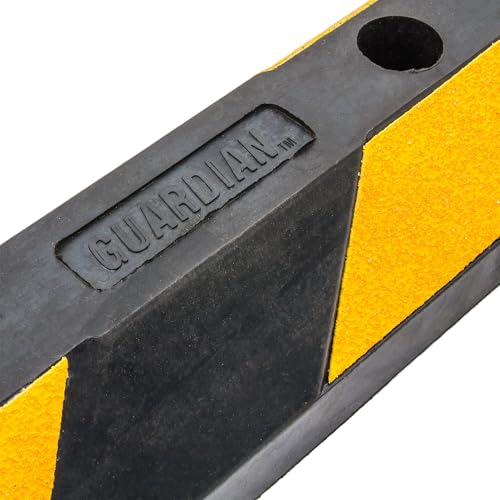 Guardian Parking Stop, 4 Foot Long Flexible Rubber Curb, Highly Visible Accessory with Mounting Holes for Job Sites and Garages, Black/Yellow - size: 4 Foot