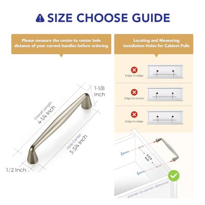 Ravinte Brushed Nickel Cabinet Handles Solid Handles,3-3/4 Inch,5 Pack - color: Brushed Nickel, size: 3-3/4 Inches Hole Center