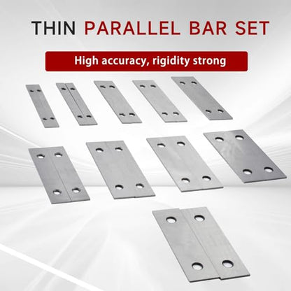 findmall Thin Parallel Bar Set, 10 Pair 1/8" X 6" Accuracy Parallels, Machinist Lathe Tools Thin Parallel Bar Set