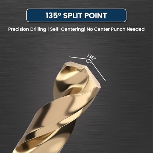 LU&MN M35 Cobalt HSS Jobber Length Twist Drill Bit with Straight Shank, Heavy Duty, Drilling for Cast Iron, Heat-Treated Steel, Stainless Steel and Other Hard Materials, 10 pcs, 1/16" - size: 1/16"