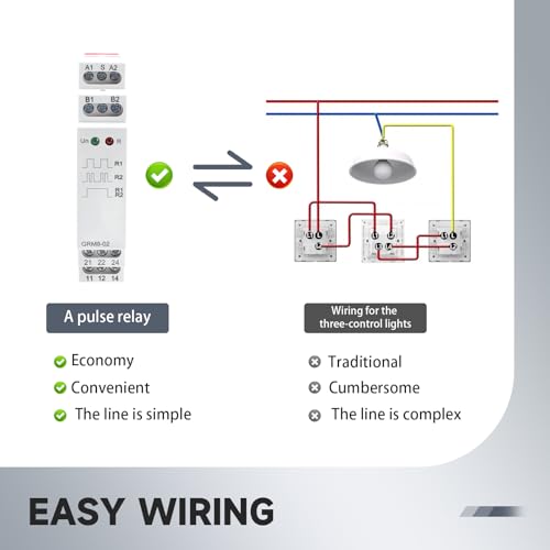 GRM8-02 Electronic Latching Relay, 16amp Memory Relay Multi-Point Control Impulse Relays 2SPDT Wide Range Voltage AC/DC12V-240V Din Rail Mounted (GRM8-02,AC/DC12V~240V) - style: GRM8-02AC/DC12V~240V
