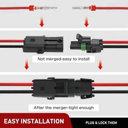 Nilight 100PCS 10 Kits 2 Pin Waterproof Automotive Electrical Connector Kit - size: 2Pin Spark Plug Connector 100PCS