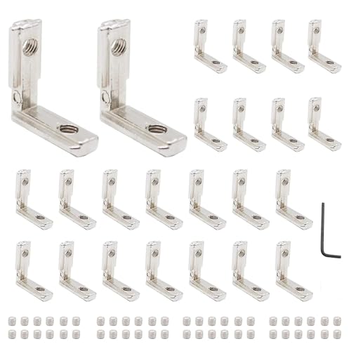 24pcs 2020 Extrusion Connector Corner Bracket Joint Silver - color: Silver, size: 20-Corner Inside