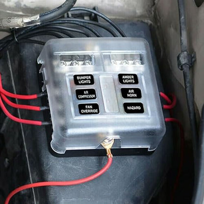 6 Way 12V Fuse Box Waterproof Fuse Box Holder with LED Indicator