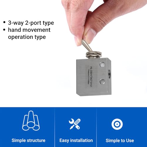 Pneumatic Toggle Valve, 3 Position 2 Port 1/8 Thread
