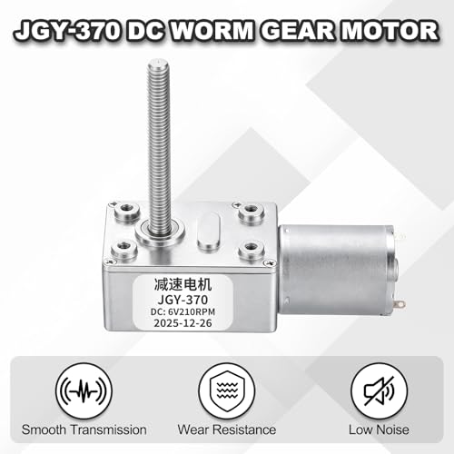 MECCANIXITY JGY-370 12V 66RPM DC Worm Gear Motor M6 Thread Shaft