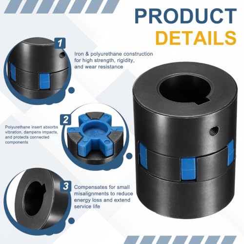 MECCANIXITY L075 Flexible Shaft Coupling 3/4" to 7/8" Bore Coupler Set - size: 3/4" to 7/8" Bore
