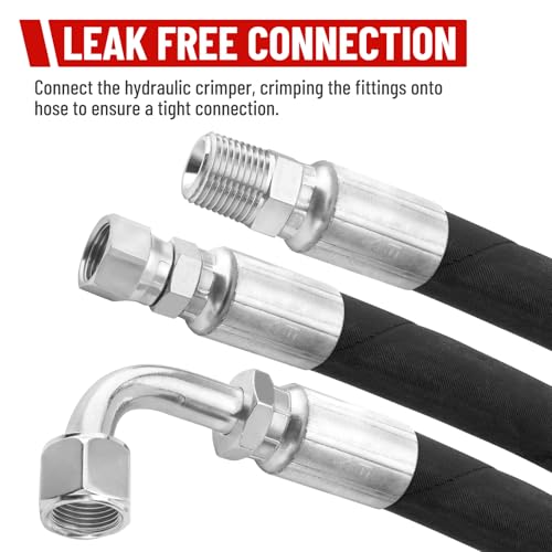 25FT 1/2" Hydraulic Hose with 12PCS Hydraulic Hose Fittings - size: 1/2" Hydraulic Hose - 25FT