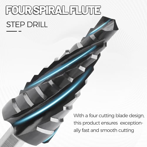 3PCS Cobalt M35 4 Spiral Flute Step Drill Bits Set for Metal Unibit - size: M35 3pcs
