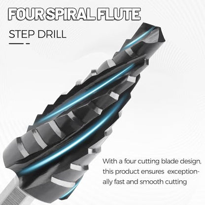 3PCS Cobalt M35 4 Spiral Flute Step Drill Bits Set for Metal Unibit - size: M35 3pcs