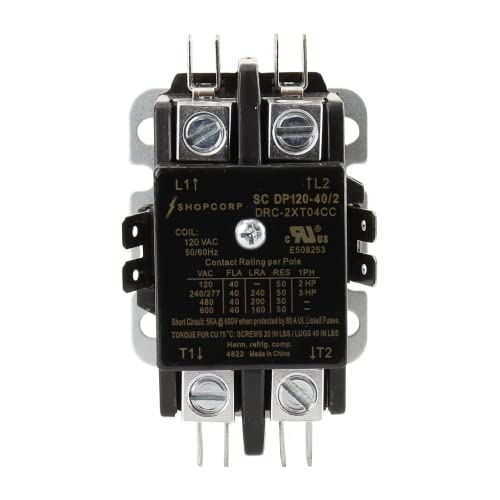 2 Pole 40 Amp AC Contactor, 120V Coil, UL Recognized, HVAC - style: 2 Pole 110V