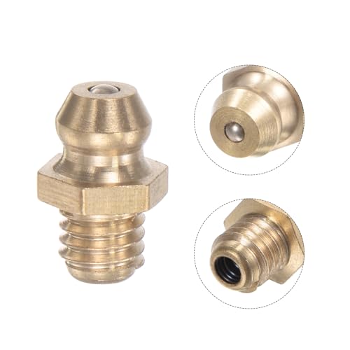 Brass Straight Grease Fitting Assortment M6 x 1mm Thread Hydraulic Grease Fitting Accessories, 10Pcs