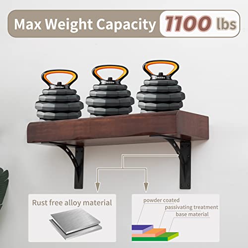 7 inch x 6 inch Heavy Duty Shelf Brackets , Max Load 1100 Lbs ,Premium Alloy Metal Mantel Brackets (Set of 2) Fireplace Mantel Brackets - Countertop Support (7" x 6" ) - size: 7 inch x 6 inch