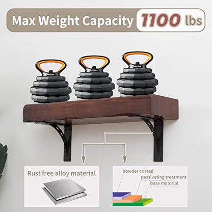 7 inch x 6 inch Heavy Duty Shelf Brackets , Max Load 1100 Lbs ,Premium Alloy Metal Mantel Brackets (Set of 2) Fireplace Mantel Brackets - Countertop Support (7" x 6" ) - size: 7 inch x 6 inch
