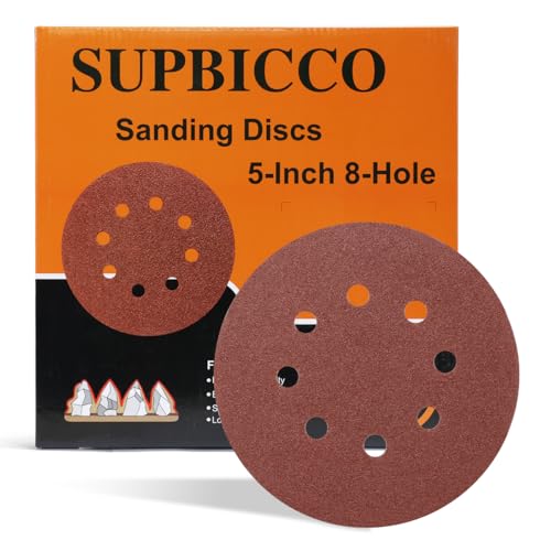 5 Inch 8 Hole Sanding Discs Hook and Loop, 50 PCS 800 Grit Round Sand Paper Disc, Aluminum Oxide Sandpaper Pads for Random Orbital Sander - style: 800 Grit,50-Pack