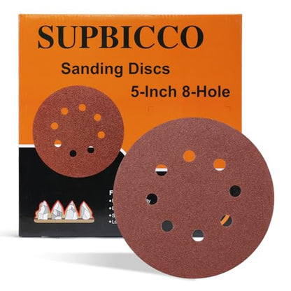 5 Inch 8 Hole Sanding Discs Hook and Loop, 50 PCS 800 Grit Round Sand Paper Disc, Aluminum Oxide Sandpaper Pads for Random Orbital Sander - style: 800 Grit,50-Pack