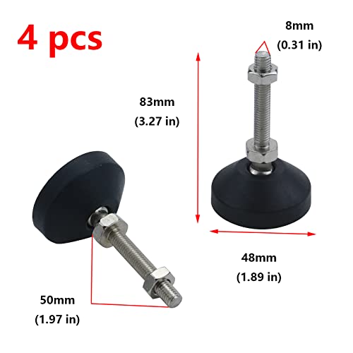 Antrader 4Pcs M8 x 2 Inch Steel Adjustable Leveling Feet,2 Inch Nylon Base - color: Style 1, size: D50 x M8 x H50