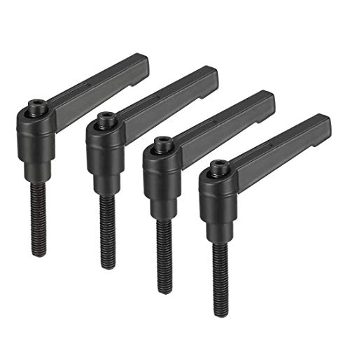 uxcell M6 x 31.5mm Handle Adjustable Clamping Lever Thread Push Button Ratchet Male Threaded Stud Knobs Locking Rotating Screw Handles Quick Release Bolt Black 4pcs - size: M6 x 31.5mm