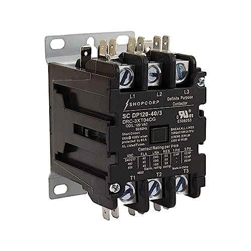 3 Pole 40 Amp AC Contactor, 120V Coil, UL Recognized, HVAC - style: 3 Pole 110V