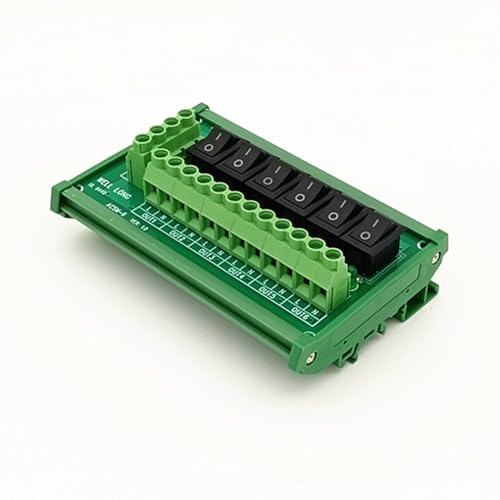 DIN Rail Mount 6 Channel Rocker Switch AC 125V 250V Power Distribution Strip Module