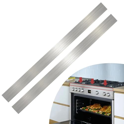 2 Pcs 304 Stainless Steel Strips, Brushed Self Adhesive Strip Metal Trim Strip, Finishing Sheet Metal Strip for Microwave/Oven/Cooktop, 30" Long, 2.5" Wide Gap Filler for Kitchen Decor-Silver - color: Silver, size: 2.5in