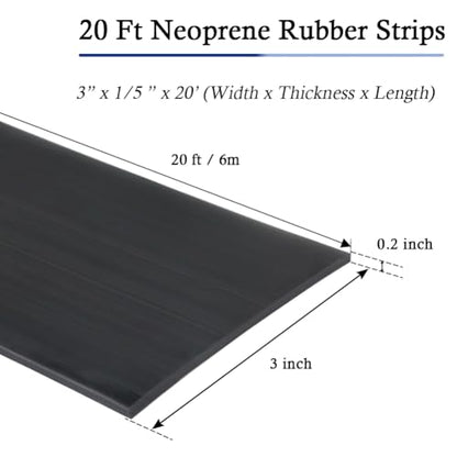 LSGCQ Neoprene Rubber Strips with Adhesive Backing Rubber Sheets - size: 3” Wide x 1/5" Thick x 20' Long