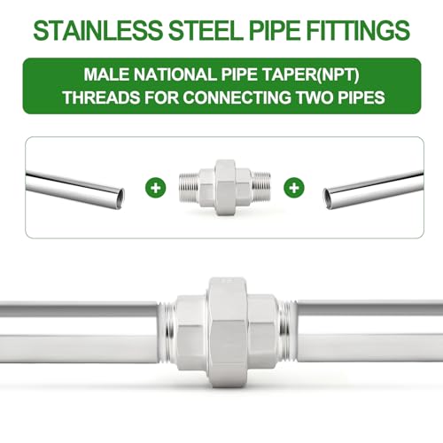 TAISHER 1PCS 304 Stainless Steel Union, 3/4" NPT Male x 3/4" NPT Male Cast Pipe Fitting - size: 3/4" MNPT
