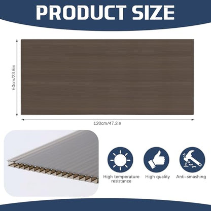 6 Pcs 4' X 2' X 0.2'' Polycarbonate Greenhouse Panels Roof Panels, Brown - color: Brown, size: 4' x 2' x 0.2''