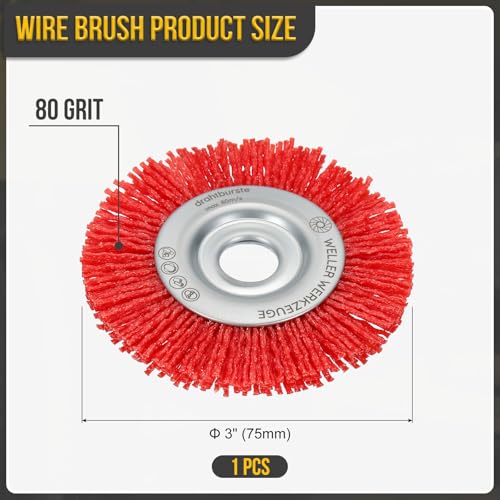 DTGN 3 Inch Wire Wheel Brush for Grinder, 1/2" Arbor, 80 Grit - color: Red, size: 80 Grit