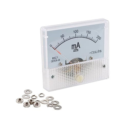 85C1 DC Pointer Ammeter Analog Meter 200mA Rectangle Panel Mounted Current Meter Ammeter Tester 0-200 mA DC 85C1 65 * 56MM - color: 200mA