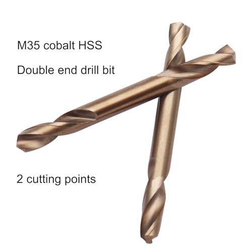 10 Pack Cobalt Drill Bits Double Ended 5.2mm M35 High Speed Steel Twist Drill Bits Set Stubby Body for Stainless Steel, Hard Metal, Cast Iron, Plastic and Wood 1/5 Inch - size: 5.2mm/0.2"