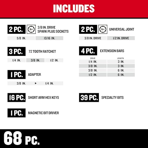 CRAFTSMAN 189 Piece Mechanics Tool Set, 1/4, 3/8 and 1/2 Inch Drive Socket Wrench Set with Thinner Ratchet, Steel 6 and 12-Point Sockets, Wrenches, Hex Keys and Specialty Bits, 90-Tooth (CMMT12134) - style: New 189 Piece Set