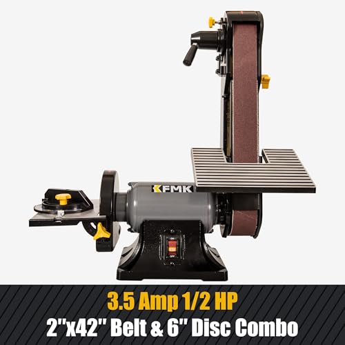 2x42 in. Belt Sander & 6" Disc Sander Combo, 3.5Amp Bench & 1/2HP Belt Sander for Woodworking, Metalworking & Knife Making, Sharpening - size: 2 inch