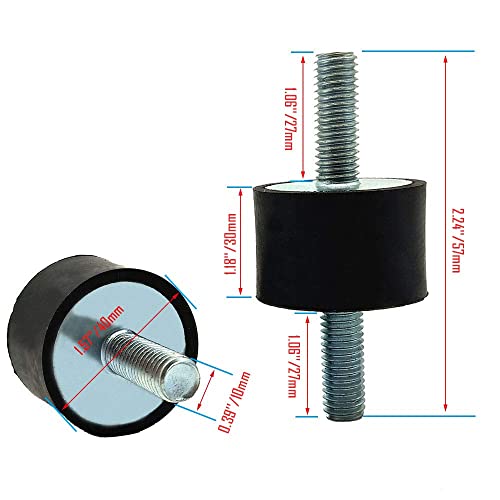 4Pcs M10 40x30mm Rubber Isolator Mounts Double Stud Shock Absorber - size: M10,VV40*30+2G10*28