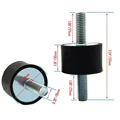 4Pcs M10 40x30mm Rubber Isolator Mounts Double Stud Shock Absorber - size: M10,VV40*30+2G10*28