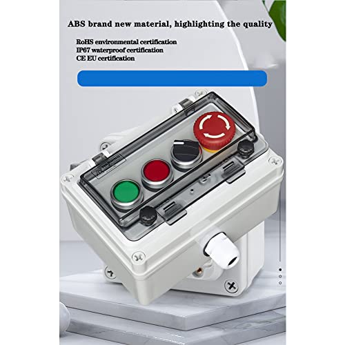 Lockable E-Stop Red/Green Momentary Buttons & Selector Switch IP67 Station - color: Single-row four-hole button box