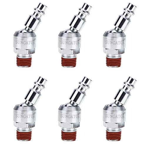 SUNGATOR 6-Pack 1/4 Inch Swivel Air Tool Fittings, 360° Rotatable MNPT Plug
