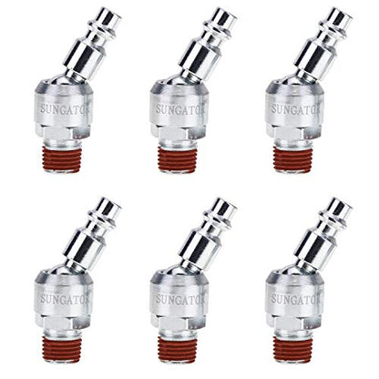 SUNGATOR 6-Pack 1/4 Inch Swivel Air Tool Fittings, 360° Rotatable MNPT Plug