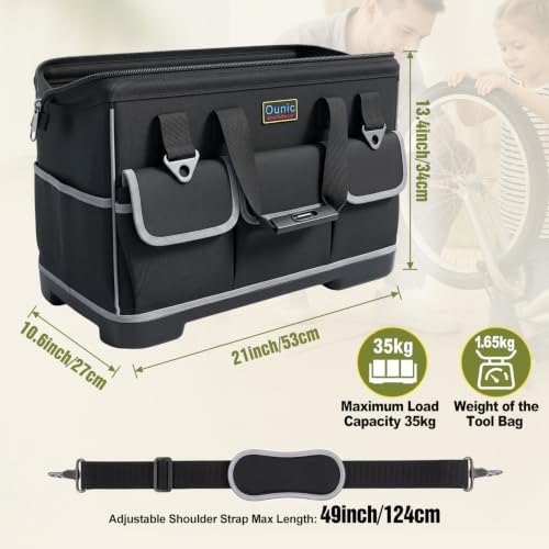 20 Inch Heavy Duty Tool Bag, 16-Pocket Tool Box Organizer, Black - color: Black, size: 20 Inch
