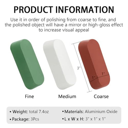 SCOTTCHEN Buffing Polishing Cutting Compounds 7.4 Oz. Kit - Green Fine/White Medium/Brown Coarse - 3 PCS - size: 7.4 Oz. - Green Fine/White Medium/Brown Coarse
