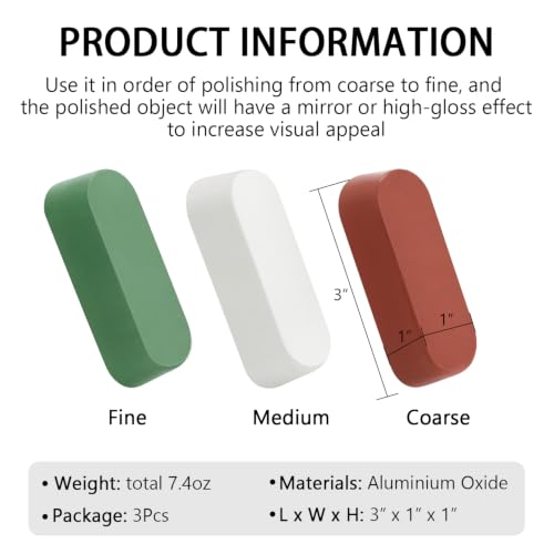 SCOTTCHEN Buffing Polishing Cutting Compounds 7.4 Oz. Kit - Green Fine/White Medium/Brown Coarse - 3 PCS - size: 7.4 Oz. - Green Fine/White Medium/Brown Coarse