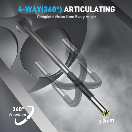 3.9mm 360° Articulating Borescope 4-Way Endoscope Camera with Light - size: 3.9mm