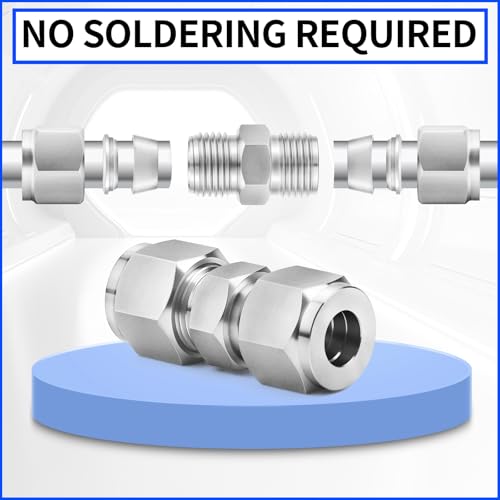 ChillWaves 304 Stainless Steel Compression Tube Fitting, 1" OD x 1" OD Compression Union Connector(1-PACK) - size: 1" OD x 1" OD