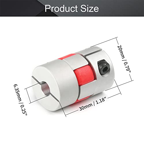 Fielect Shaft Coupling 6.35mm to 6.35mm Bore L30x20D Flexible Coupler Joint for Servo Stepped Motor - size: 6.35mm to 6.35mm Bore L30x20D